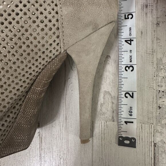 Gianfranco Ferre Heeled Booties 38 Size 8 Perforated Peep Toe Zipper Designer - Picture 7 of 7